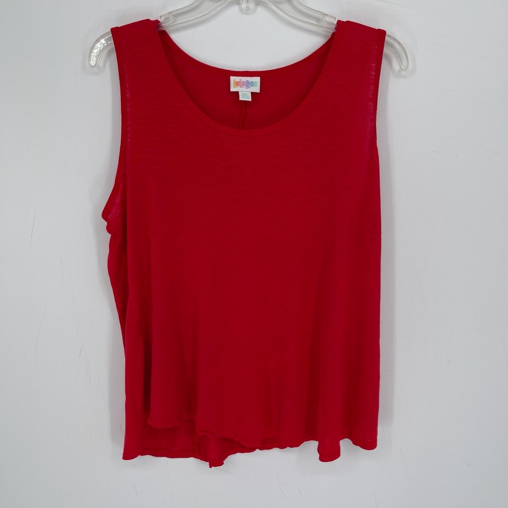 LuLaRoe Women's Red Scoop Neck Stretch Sleeveless Slub Knit Tank Top Size 2XL